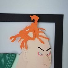 Crabman with the jazz hands - A papercut in layers. Traditional illustration, and Paper Craft project by Sanne Van Wanzeele - 02.17.2022