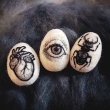 Felted eggs . % Granel Milou tarafından hazırlanan İğne Keçeleme, He, kel, Ve Sanat ve El Sanatları projesi - 04.18.2019