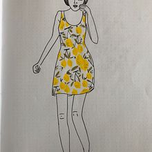 La fille à la robe citrons . Ilustrație tradițională de Laure Delattre - 02.18.2022
