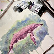 My project in Naturalist Illustration Techniques: Whales in Watercolor course. Un progetto di Illustrazione tradizionale, Design di poster , Illustrazione digitale e Manga di Elias Mercado - 19.02.2022