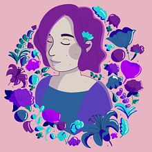 My project in Illustrated portraits with botanical elements course. Un proyecto de Ilustración tradicional, Ilustración digital, Ilustración botánica y Dibujo digital de Jemma Doe - 18.02.2022