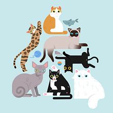 Cat Pyramid - Stylized Vector Illustration with Color and Character. Un projet de Illustration traditionnelle, Design graphique, Illustration vectorielle et Illustration numérique de sydney cancio - 10.02.2022