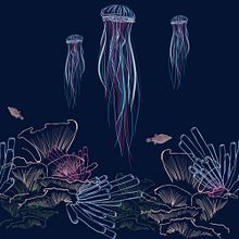 Mi Proyecto del curso Diseño de estampados para superficies textiles con Photoshop: "MEDUSAS". Traditional illustration, Costume Design, Pattern Design, Fashion Design, and Digital Illustration project by Silvia Rueda Pérez - 02.20.2022