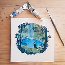 Mein Kursprojekt: Märchenlandschaften mit Gouache malen. Traditional illustration, Painting, and Gouache Painting project by amandamalin - 02.20.2022