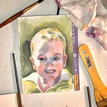 My project in Artistic Portrait with Watercolors course. Un proyecto de Bellas Artes, Pintura, Pintura a la acuarela y Dibujo de Retrato de k_downie38 - 21.02.2022