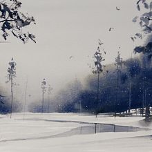 Winter landscape. Watercolor Painting project by Christian Koivumaa - 02.22.2022