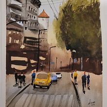 Mi Proyecto del curso: Paisajes urbanos en acuarela. Fine Arts, Watercolor Painting, and Architectural Illustration project by miri_psp - 02.22.2022