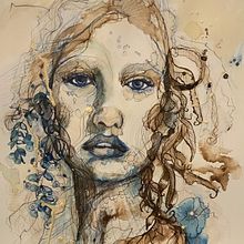 Portrait with tea, alcohol and goldleaf and inks. Un progetto di Illustrazione tradizionale di Diane Wright - 22.02.2022