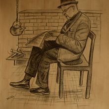 Old man by the fire. Figure Drawing, Traditional illustration, and Portrait Drawing project by Florian Clemente - 02.22.2022