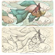 Dando color a mis pequeños bocetos. Traditional illustration, Sketchbook, and Drawing project by Dibujante Nocturno - 02.24.2022