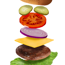 Deconstructed Cheeseburger. Projekt z dziedziny Ilustracja c i frowa użytkownika Javi Sola - 23.02.2022