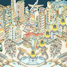 alien lanes. Traditional illustration, Digital Illustration, Vector Illustration, Architectural Illustration, Drawing, Digital Drawing, Advertising, and Art Direction project by Ludmila Drago - 02.24.2022
