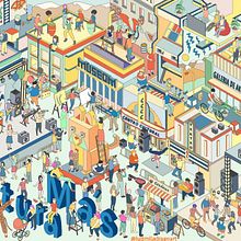 Ciudad Cultural para Mas Cultura. Traditional illustration, Advertising, Art Direction, Social Media Design, Vector Illustration, Digital Illustration, Children's Illustration, Architectural Illustration, and Design project by Ludmila Drago - 02.02.2022