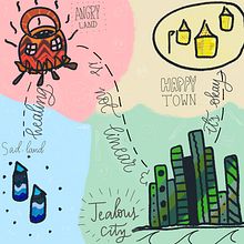 Emotions map - self care illustration. Traditional illustration, and Digital Illustration project by Medha Nagesh - 02.21.2022
