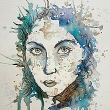 Mein Kursprojekt: Experimentelle Porträts mit Tinte, Tee und Alkohol. Un progetto di Belle arti, Pittura, Disegno e Illustrazione con inchiostro di Melanie Stübing - 25.02.2022