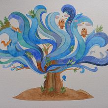 Albero degli innamorati - Tree of lovers. Un proyecto de Ilustración tradicional, Dibujo, Pintura a la acuarela e Ilustración editorial de s.sosioderosa - 25.02.2022