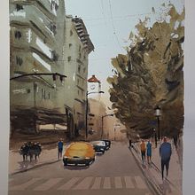 Mi Proyecto del curso: Paisajes urbanos en acuarela. Projekt z dziedziny  Sztuki piękne, Malowanie akwarelą,  R i sunek architektoniczn użytkownika rodrigoferreres - 26.02.2022