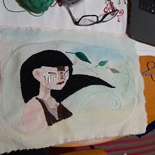 Mi Proyecto del curso: Técnicas básicas de bordado y acuarela. Painting, Watercolor Painting, Embroider, and Textile Design project by loremanba - 02.26.2022