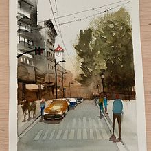 Mi Proyecto del curso: Paisajes urbanos en acuarela. Projekt z dziedziny  Sztuki piękne, Malowanie akwarelą,  R i sunek architektoniczn użytkownika Reyes Cerdà Gaos - 28.02.2022