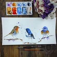 My project in Artistic Watercolor Techniques for Illustrating Birds course. Traditional illustration, Watercolor Painting, Realistic Drawing, and Naturalistic Illustration project by Godnics Bakos Zsanett - 02.28.2022