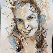 My project in Experimental Portraiture with Ink, Tea and Alcohol course. Fine Arts, Painting, Drawing & Ink Illustration project by Gina Reid - 02.25.2022