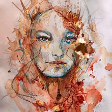 My project in Experimental Portraiture with Ink, Tea and Alcohol course. Een project van  Beeldende kunst, Schilderij,  Tekening y  Illustratie met inkt van Nikol Rehakova - 05.03.2022