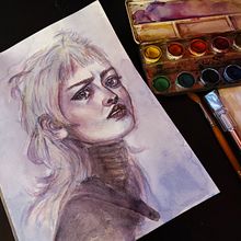 Mon projet du cours : Portrait artistique à l’aquarelle. Een project van  Beeldende kunst, Schilderij, Aquarelschilderen,  Schetsen,  Creativiteit y  Artistieke tekening van Annabelle Morvan - 06.03.2022