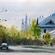 Meu projeto do curso: Criação de paisagem contemporânea em aquarela . Lukisan Cat Air proyek oleh Dinis Ponteira - 03.06.2022