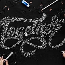 "Together" Leaf Lettering. Lettering, H, and Lettering project by Nico Ng - 03.07.2022