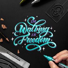 "I'm Walking in Freedom" Lettering. Lettering, H, and Lettering project by Nico Ng - 03.07.2022