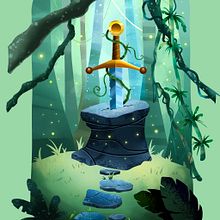 Sword in the stone. Traditional illustration project by Søren Juhl - 03.08.2022