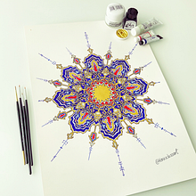 Mi Proyecto del curso: Introducción al arte islámico: crea patrones biomórficos . Projekt z dziedziny  Malarstwo, Pattern design,  R, sunek, Malowanie akwarelą,  R i sunek atramentem użytkownika Kenia Díaz Vincent - 09.03.2022
