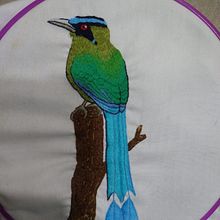 Bordado de aves: Momotus aequatorialis. Un projet de Broderie , et Artisanat de Karla Ayala - 11.03.2022