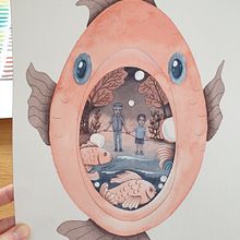 Peinture en négatif à l’aquarelle pour illustration jeunesse. Projekt z dziedziny Trad, c, jna ilustracja,  Malarstwo, R, sunek ołówkiem, Malowanie akwarelą, Ilustracje dla dzieci i Narracja użytkownika Duran Sylviane - 11.03.2022