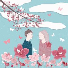 Sakura lovers. Un proyecto de Ilustración tradicional, Dibujo, Ilustración digital, Pintura a la acuarela y Teoría del color de so_lae - 11.03.2022