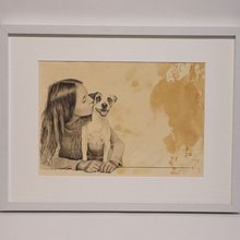 Retrato a lápiz niña y perro. Un progetto di Disegno a matita, Disegno di ritratti e Disegno realistico di Enrique de las Cuevas - 12.03.2022