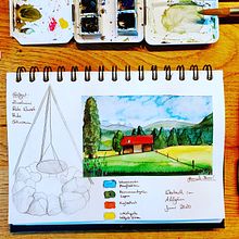 Mein Kursprojekt: Aquarellreiseheft. Traditional illustration, Watercolor Painting, Architectural Illustration, and Sketchbook project by hbauapamn - 03.12.2022