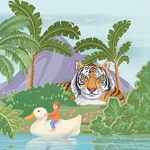 Digital painting: Tiger promenade and joyful jungle Ein Projekt aus dem Bereich Traditionelle Illustration, Digitale Illustration und Naturalistische Illustration von Andrea Snuggs - 30.04.2022