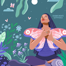 Butterfly Garden. Projekt z dziedziny Trad, c, jna ilustracja, Ilustracja c, frowa, Ilustracja naturalist i czna użytkownika Jenny Caldwell - 09.03.2022