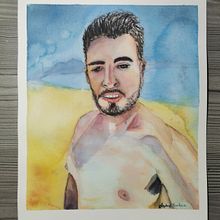 Autoretrato. Mi Proyecto del curso: Retrato artístico en acuarela. Fine Arts, Painting, Watercolor Painting, and Portrait Drawing project by Andrés Mendoza Rojas - 03.16.2022