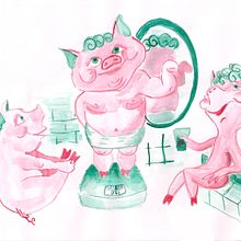 LOS 3 CERDITOS. Een project van Traditionele illustratie, Aquarelschilderen y Ontwerp van personages van Obdulia Zamora - 16.03.2022