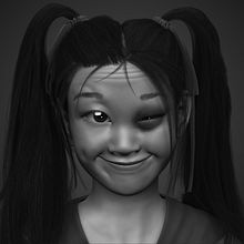 Shōjo With Black Eye. 3D, Character Design, 3D Character Design, and 3D Design project by Raffaele Petito - 03.18.2022