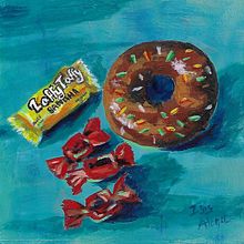 Candy Shop. Traditional illustration, Arts, Crafts, Acr, and lic Painting project by Isis Atena Parada Lima - 03.18.2022