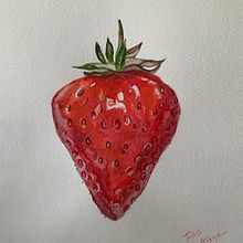 Strawberry in Watercolor. Traditional illustration, Arts, Crafts, Painting, and Watercolor Painting project by Isis Atena Parada Lima - 03.18.2022