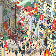 Comic Historia de Chile - Viñeta 2  Revolución 2019. Design, Traditional illustration, Advertising, Architecture, and Art Direction project by Ludmila Drago - 02.03.2022