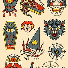 Planilla de stickers 2021. Un progetto di Illustrazione tradizionale, Design e Design di tatuaggi di Fernando Aponte - 21.03.2022