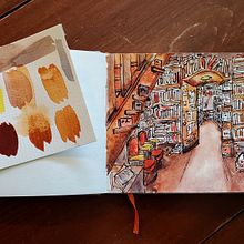Cozy Bookstore Watercolor. Un proyecto de Pintura a la acuarela de Kirk - 03.03.2021