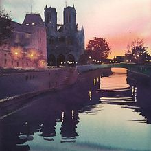 Paris, Original Watercolor Painting. Projekt z dziedziny  Malarstwo i  Architektura użytkownika Ekaterina Chistiakova - 24.03.2022