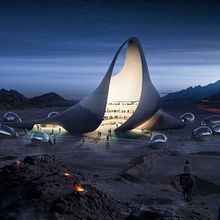 Desert Resort. Projekt z dziedziny  R, sunek architektoniczn, Concept art i Matte painting użytkownika Carles Marsal - 01.01.2018