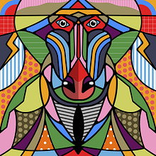 Mandrillo Vanortizzato, con Sticker e Action Figure. Traditional illustration, Vector Illustration, and Digital Illustration project by Giuseppe Astarita - 03.26.2022